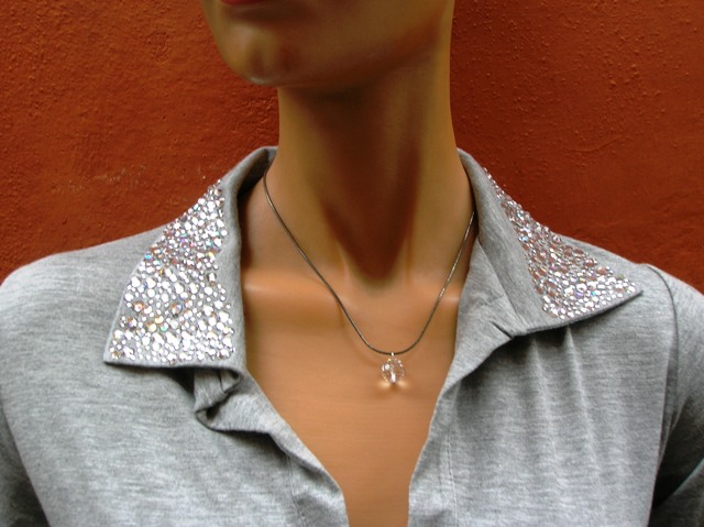 POLO VISCOSA collo strass